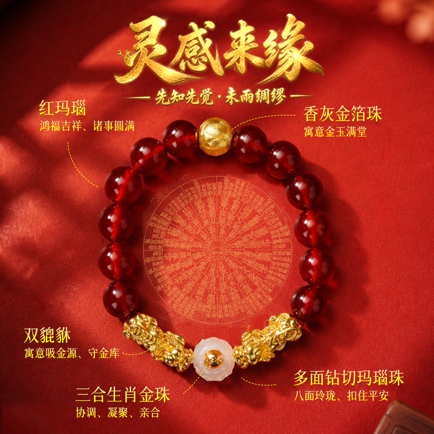 2027羊年三合生肖玛瑙貔貅手链羊牛鼠狗本命年太岁手串【含师傅祈福，发货周期7-15天】