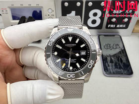 CR浪琴新款第三代康卡斯系列42mm 灰色圈口 黑色盘 米兰钢带款 男士腕表 表径42mm