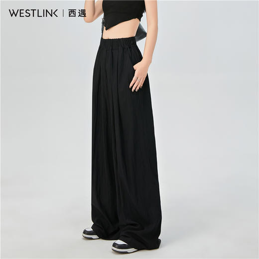 西遇垂感山本裤女2026年夏季新款抽褶高腰宽松显瘦拖地长裤休闲裤SS060328 商品图1