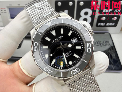 CR浪琴新款第三代康卡斯系列42mm 灰色圈口 黑色盘 米兰钢带款 男士腕表 表径42mm 商品图2