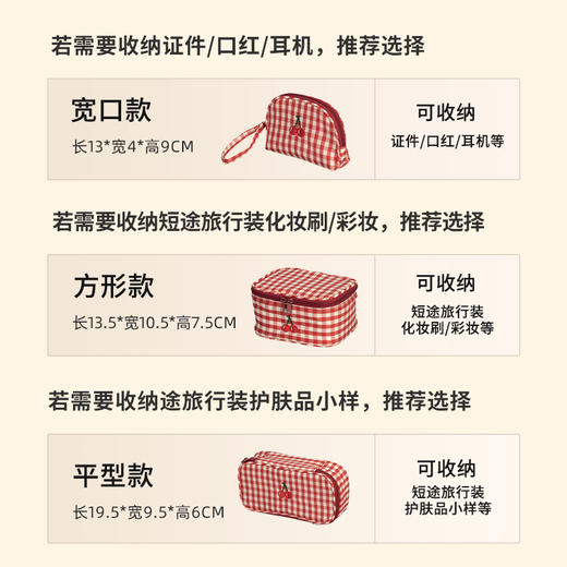 摩登主妇樱桃化妆包出差旅行洗漱包外出便携随身小包证件收纳袋子 商品图3