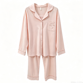 衣号目标超爽棉净色女士长袖长裤睡衣套装1924（L-2XL）（下单请备注尺码）