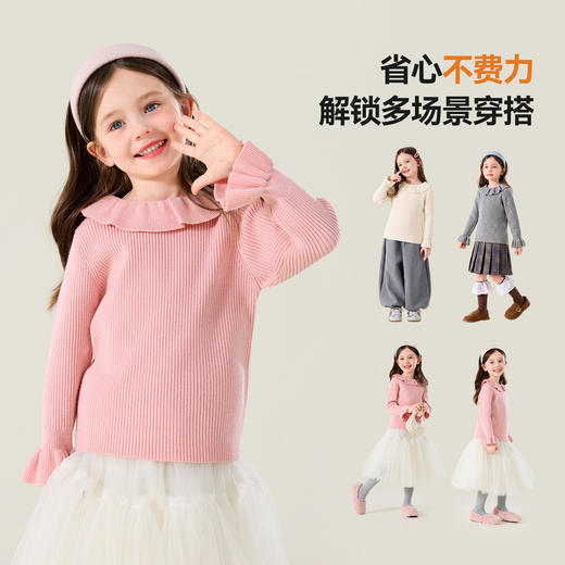 【80-130】【抗起球】嘟嘟家女童毛衣冬季女孩保暖针织衫宝宝长袖衣服童装潮C6DMY022★ 商品图4