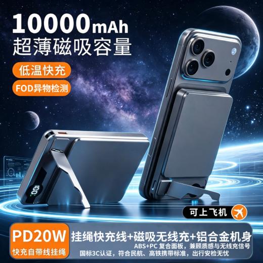 华为鸿蒙合作品牌【半固态外接电池】10000毫安！智充 U12.0 超薄卡片式磁吸充电宝，苹果安卓通用，智能数显液晶屏，3C 认证可上飞机【预售月底发货】 商品图1