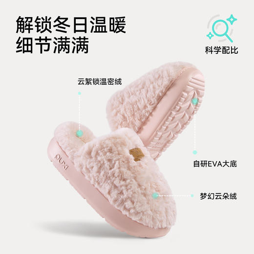 【专享】【亲子款上新】朴西朵朵绒家居室内毛绒棉拖鞋女冬季厚底保暖防滑抗菌毛绒拖鞋女★ 商品图4