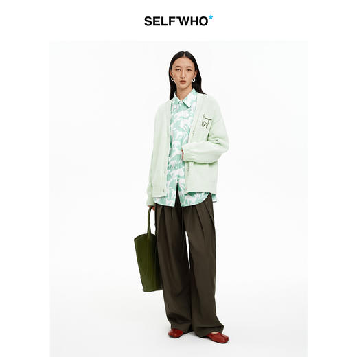 SELFWHO棉混纺生肖马印花翻领衬衫女2026秋新款宽松落肩长袖上衣 商品图2