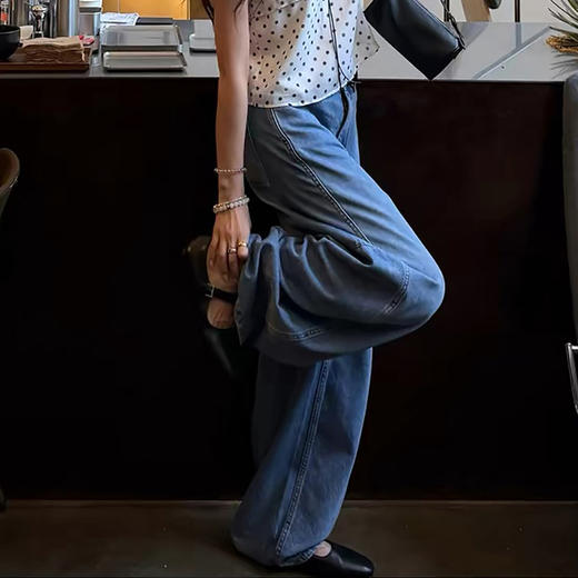 西遇美式复古弯刀裤女2026秋季高腰阔腿牛仔裤松弛显瘦百搭长裤SS060965 商品图1