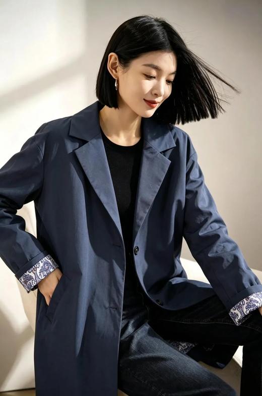 ORIGNAL&CO藏青色风衣外套 | 今年秋天，藏青色才是真流行【3-7天发货】 商品图0