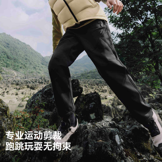伯希和户外软壳裤男女童新款防风保暖运动裤摇粒绒内里休闲长裤 商品图3