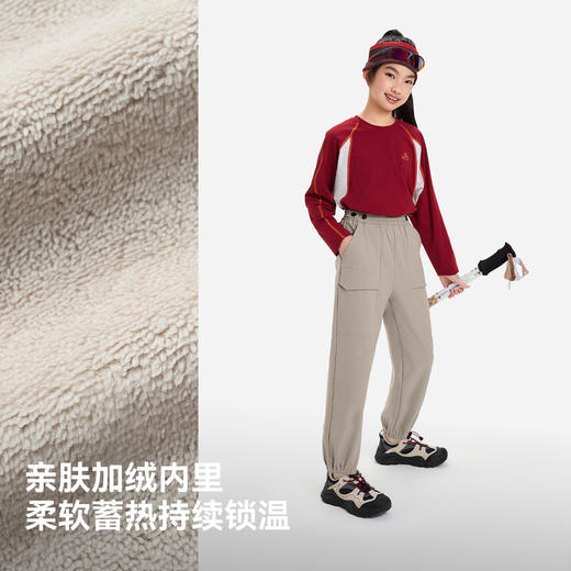 伯希和户外儿童软壳裤男女童新款考杜拉耐磨运动长裤加绒保暖裤子 商品图2
