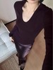 勃艮第紫大U领长袖针织衫 | 高级小众葡萄紫，自带高级氛围感，经典大U领显瘦拉长比例【3-5天发货】 商品缩略图0