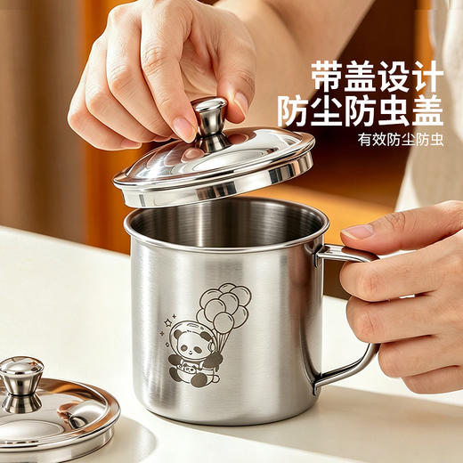 摩登主妇316L不锈钢水杯带盖杯子家用防摔敞口杯牛奶杯 商品图3