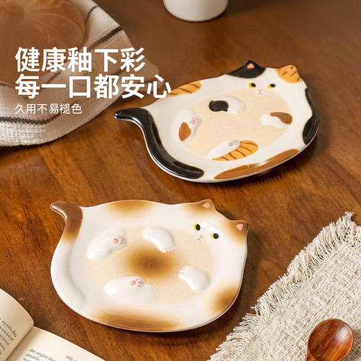 摩登主妇釉下彩可爱猫咪盘子家用2026新款一人食餐具早餐水果餐盘 商品图1