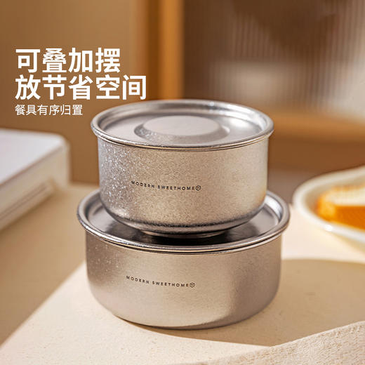 摩登主妇纯钛蒸蛋碗带盖蒸鸡蛋羹专用宝宝辅食蒸菜蒸饭碗炖盅汤碗 商品图4