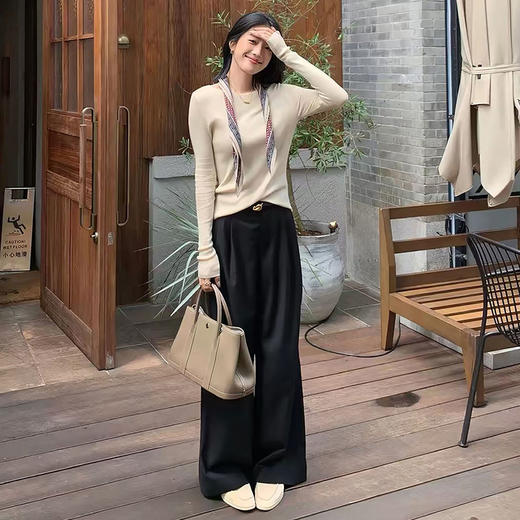西遇设计感拼接针织衫女2026秋季透视氛围感羊毛宽松小众上衣SS060963 商品图1