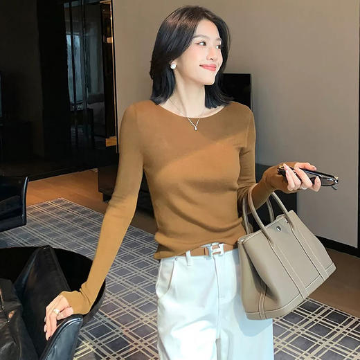 西遇设计感拼接针织衫女2026秋季透视氛围感羊毛宽松小众上衣SS060963 商品图2