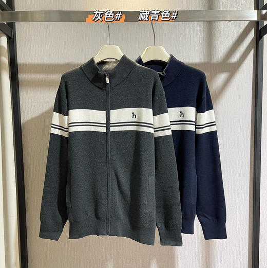 哈*斯男士立领羊绒针织开衫092801 商品图2