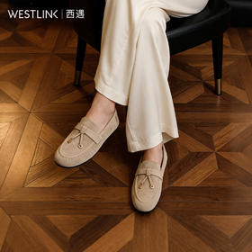 西遇老钱风乐福鞋女2026新款秋季复古绒面流苏扣好看一脚蹬乐福鞋V0066713