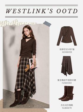 挂脖交叉 V 领 T 恤🤎 别致剪裁自带韵味🍂 上身灵动又吸睛✨