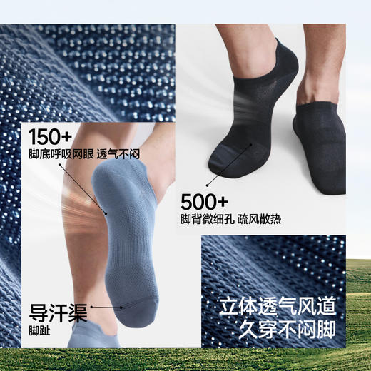 【蕉下精选】蕉下男士透气消臭棉质短袜（4双装）AF00826 商品图4