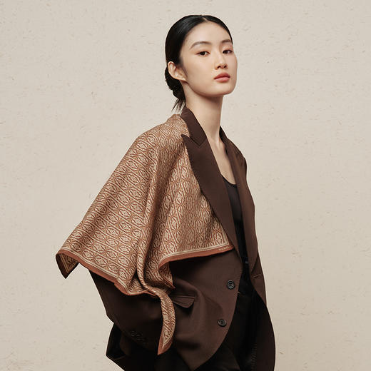 万事利双面印花丝羊毛围巾-好事成双（65） 商品图0