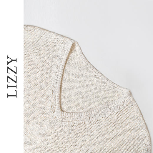 LIZZY时尚休闲V领轻奢洋气氛围感侧开叉针织长袖衫秋季女 商品图4