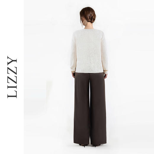 LIZZY时尚休闲V领轻奢洋气氛围感侧开叉针织长袖衫秋季女 商品图2