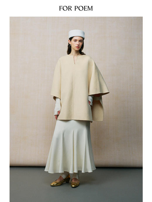 ForPoem 26F/W「伦敦时装周」前后两穿毛呢 羊毛羊绒混纺斗篷外套 商品图3