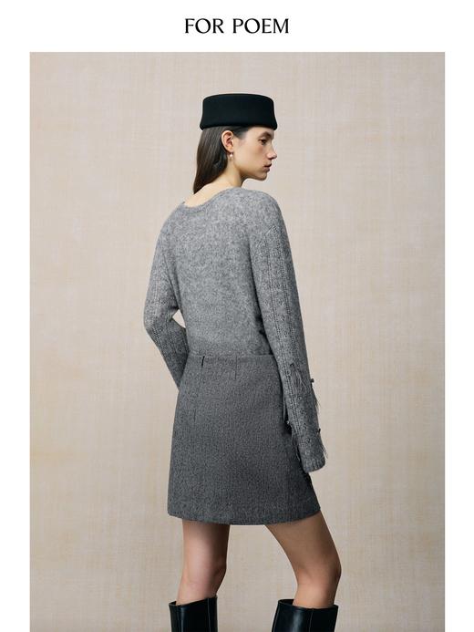 ForPoem 26F/W「伦敦时装周」手工钉珠刺绣亮片 毛呢羊毛混纺短裙 商品图4