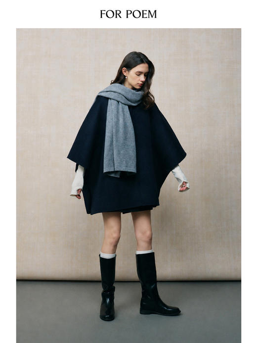 ForPoem 26F/W「伦敦时装周」前后两穿毛呢 羊毛羊绒混纺斗篷外套 商品图2