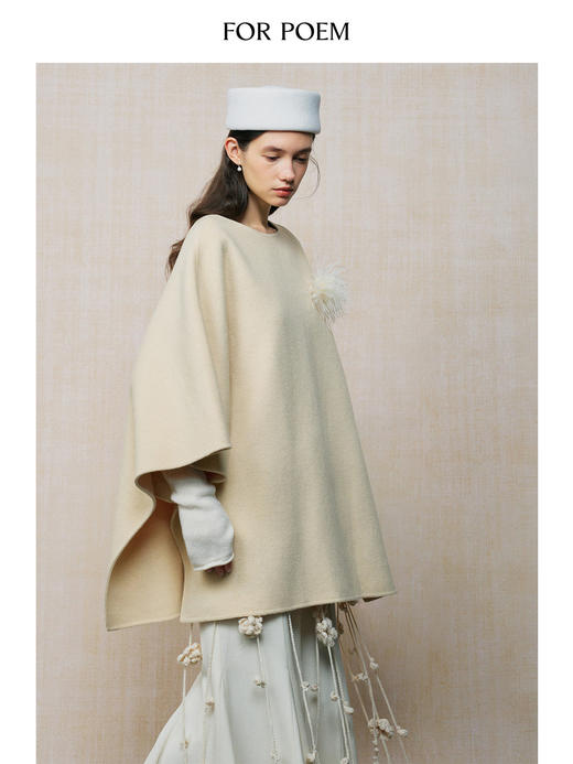 ForPoem 26F/W「伦敦时装周」前后两穿毛呢 羊毛羊绒混纺斗篷外套 商品图1