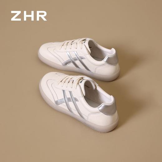 ZHR则则柔软平底小白鞋2026秋季新款银色条纹休闲板鞋日常通勤鞋★ 商品图3