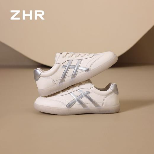 ZHR则则柔软平底小白鞋2026秋季新款银色条纹休闲板鞋日常通勤鞋★ 商品图0