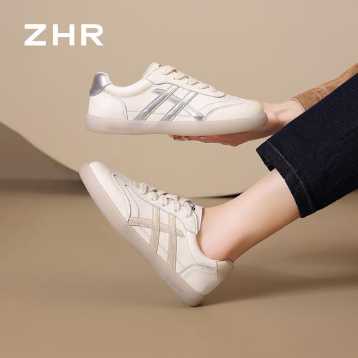ZHR则则柔软平底小白鞋2026秋季新款银色条纹休闲板鞋日常通勤鞋★ 商品图5