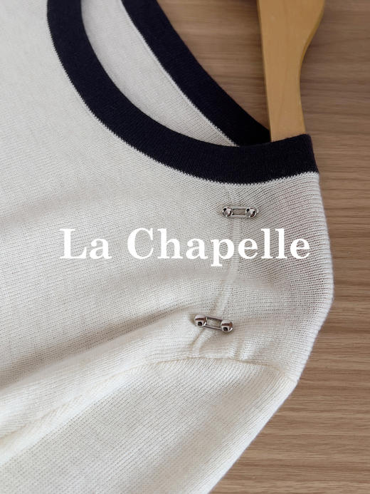 【撞色针织衫】拉夏贝尔/La Chapelle设计师款~撞色圆领针织通勤时髦立体装饰打底内搭长袖套头上衣女★★ 商品图8