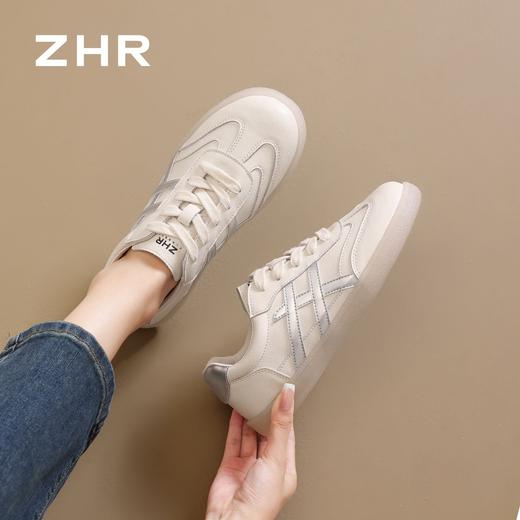 ZHR则则柔软平底小白鞋2026秋季新款银色条纹休闲板鞋日常通勤鞋★ 商品图9