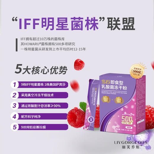 【科学配比】丽芙乔斯 S6即食型乳酸菌冻干粉 75克（2.5克×30条）/盒 商品图3