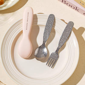 摩登主妇纯钛结晶筷子勺子套装一人用儿童宝宝辅食便携餐具收纳盒