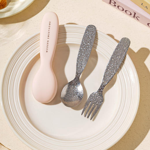 摩登主妇纯钛结晶筷子勺子套装一人用儿童宝宝辅食便携餐具收纳盒 商品图0