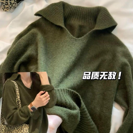 Sonia life·苔藓绿polo领毛衣 | 绵羊毛混纺面料超级细腻棉柔，黄黑皮穿显白好几度【3-5天发货】 商品图4