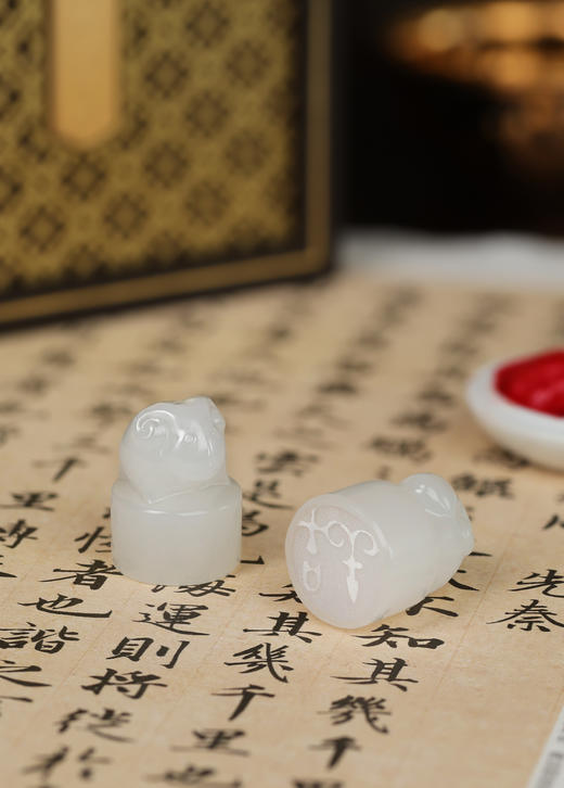 （可定制印面，配赠印泥）西泠印社·十二生肖白玉印章 ，阿富汗白玉打造，十二生肖款式可选 商品图4