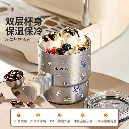 摩登主妇不锈钢咖啡杯外出便携随手杯家用水杯带盖高颜值吸管杯子 商品图3