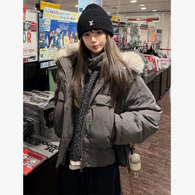 西遇毛领派克风棉外套女2026冬季毛领派克加厚宽松保暖中长棉衣SS061022