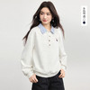西遇学院刺绣风卫衣女2026春秋学院风刺绣POLO领薄款长袖上衣SS061023 商品缩略图0