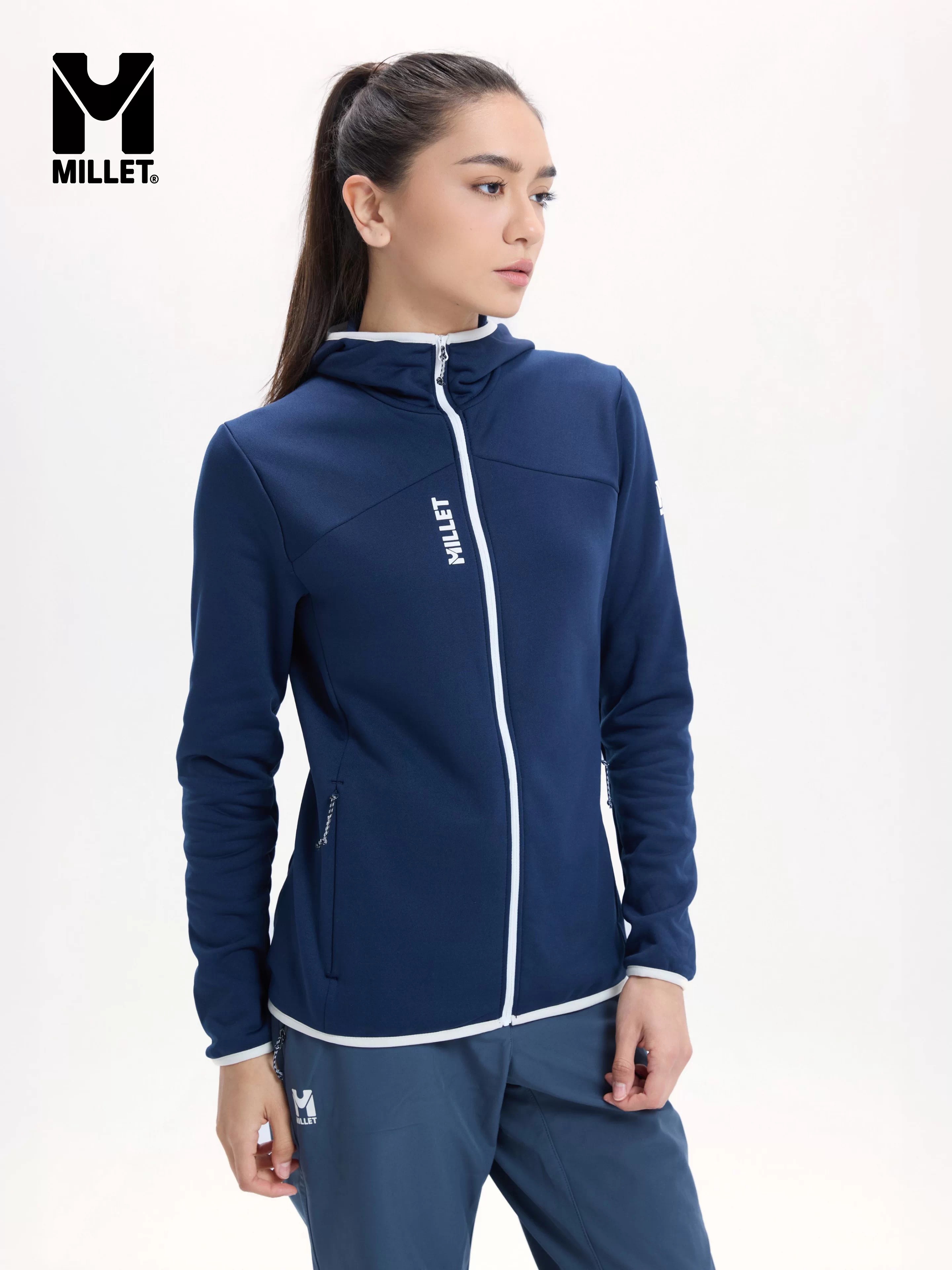 MILLET觅乐SENECA系列户外徒步男女款秋冬保暖连帽抓绒衫 MIV10313tbzg