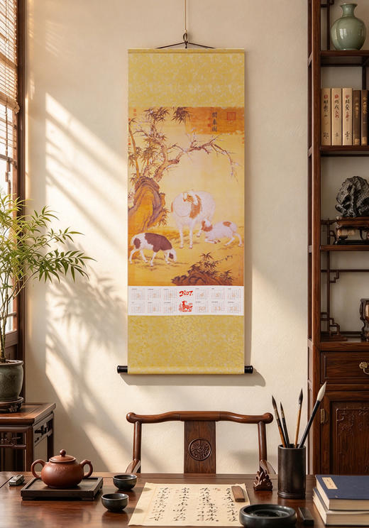 2027 新款羊年国风古画挂历 馆藏级复刻 锦缎手工装裱 贺岁收藏 商品图12