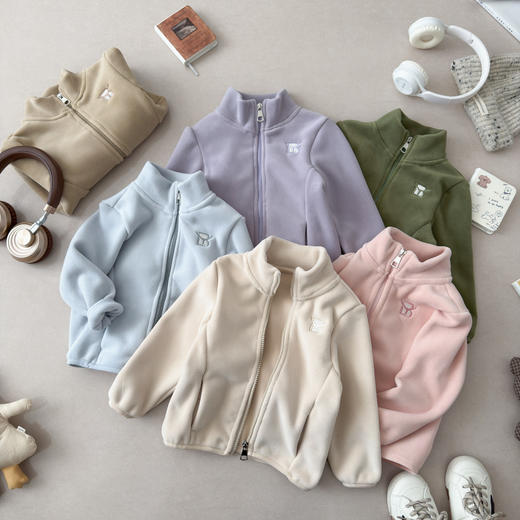 儿童秋冬拉链奥粒绒外套校服神器秋冬刺绣立领开衫男童女童上衣★爱宝好物 商品图2
