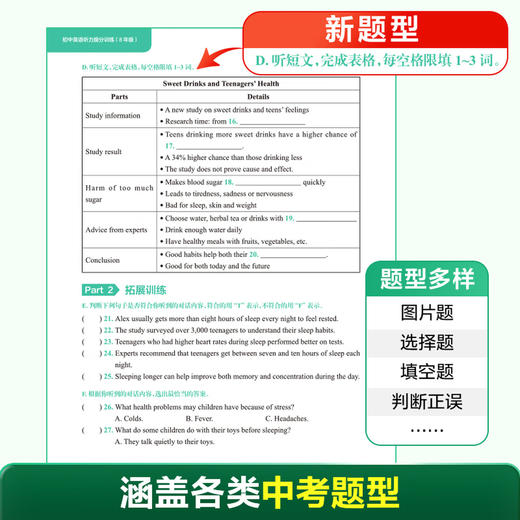 初中英语听力提分训练(全2册）六七八九年级上海学生英文报主编听力专项训练赠外教真人音频高频热考话题中考新趋势 商品图2
