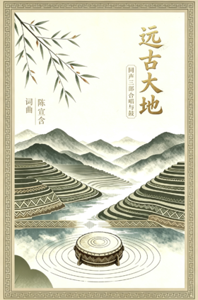 远古大地 同声三部合唱与鼓（陈宣含 曲） 正版合唱乐谱「本作品已支持自助发谱 首次下单请注册会员 详询客服」
