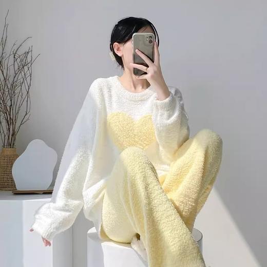 【暖心爱心设计！】秋冬加厚半边绒睡衣女 柔软蓄热宽松版型 少女感居家服两件套装.zc★我有好货★我有好货 商品图0
